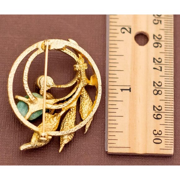 Vintage Art Nouveau Elven Green Flower Brooch by Sarah Coventry - U16 - Picture 2 of 2